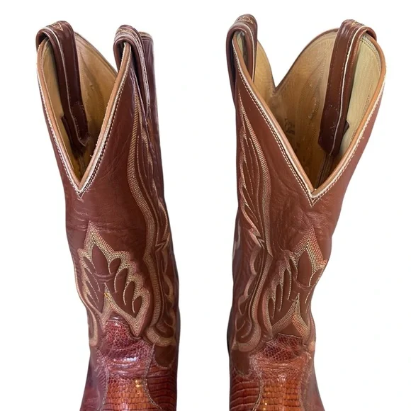 Tony Lama Men’s Sz 11D 8540 Brown Tan Exotic Leather Lizard Western Cowboy Boots - Picture 8 of 16